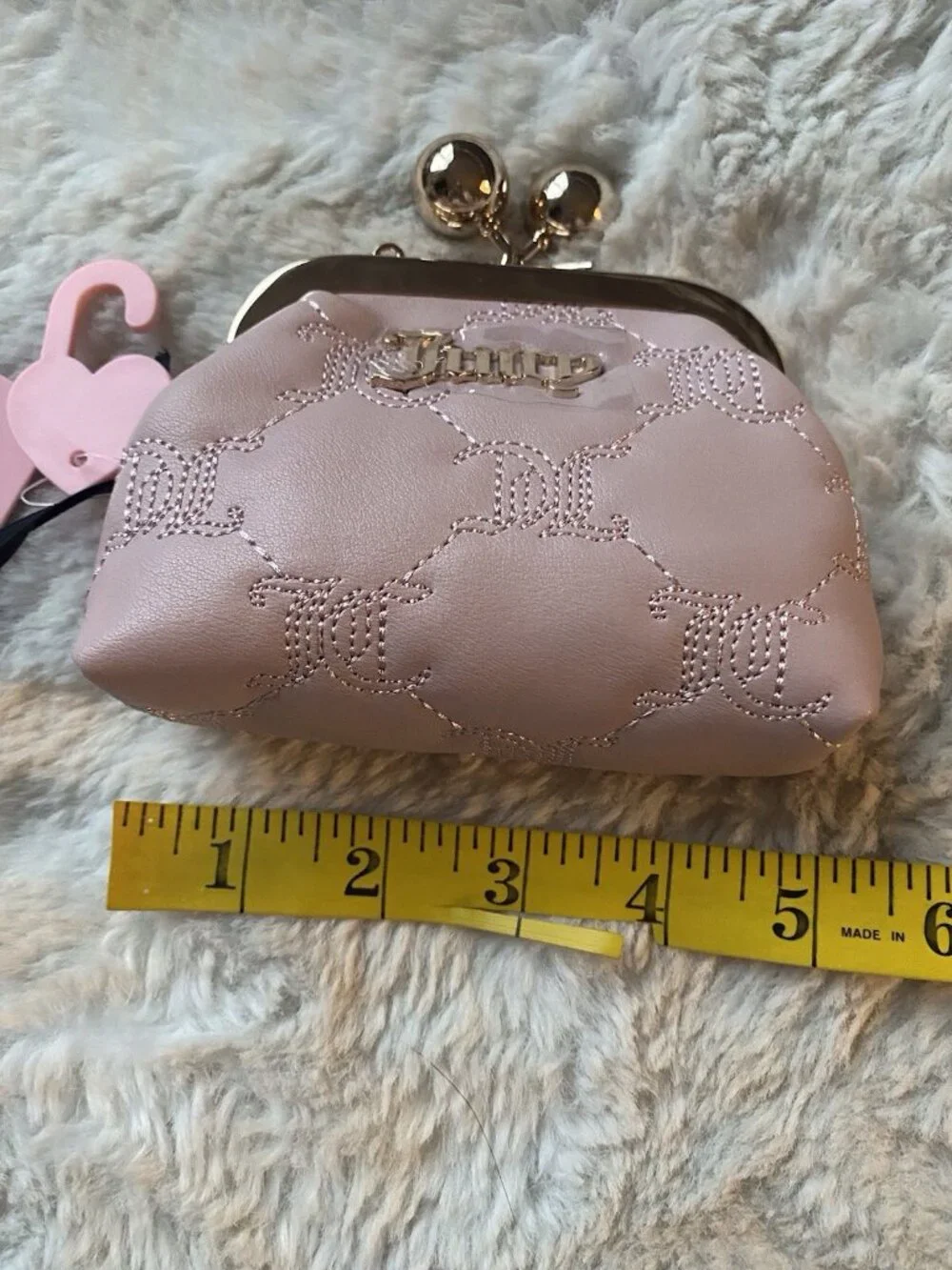 Juicy Couture‎ Flawless Kisslock Coin Purse W/Chain Strap Dusty Blush NEW